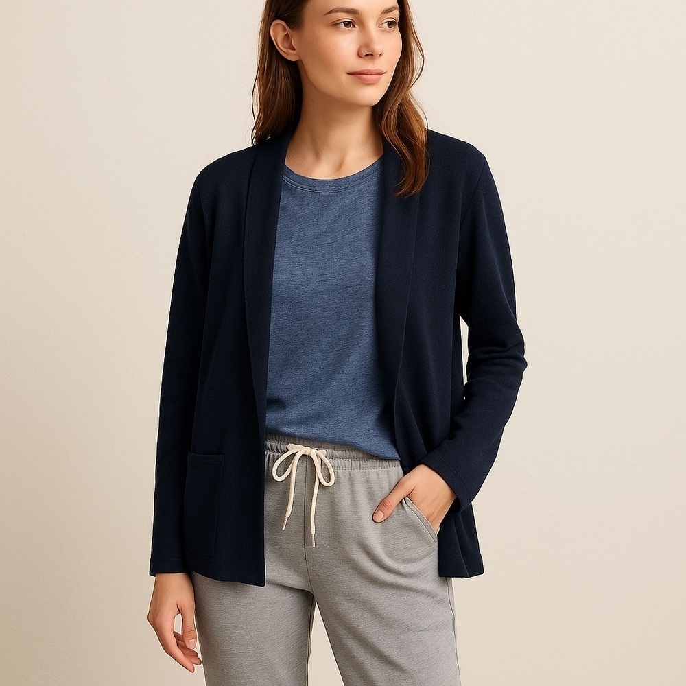 NIC + ZOE Navy Blue Lightweight Open Front Cardigan NWT
